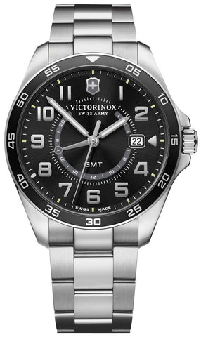 Victorinox Swiss Army FieldForce Classic GMT Stainless Steel Black Dial Date Mens Watch 241930 - WAB - Shipping Dept.