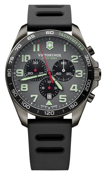 Victorinox Swiss Army FieldForce Sport Chronograph Black Stainless Steel Gray Dial Black Rubber Strap Date Quartz Mens Watch 241891 - WAB - Shipping Dept.