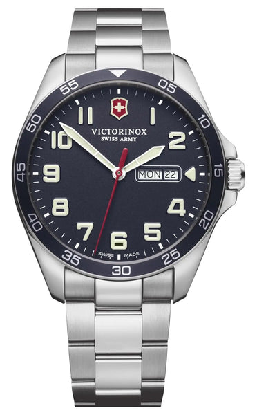 Victorinox Swiss Army Fieldforce Stainless Steel Blue Dial Day/Date Quartz Mens Watch 241851 - WAB - Shipping Dept.