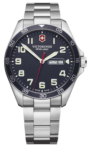 Victorinox Swiss Army Fieldforce Stainless Steel Blue Dial Day/Date Quartz Mens Watch 241851 - WAB - Shipping Dept.