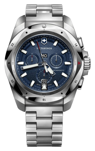 Victorinox Swiss Army I.N.O.X. Chronograph Stainless Steel Blue Dial Day/Date Divers Quartz Mens Watch 241985 - WAB - Shipping Dept.