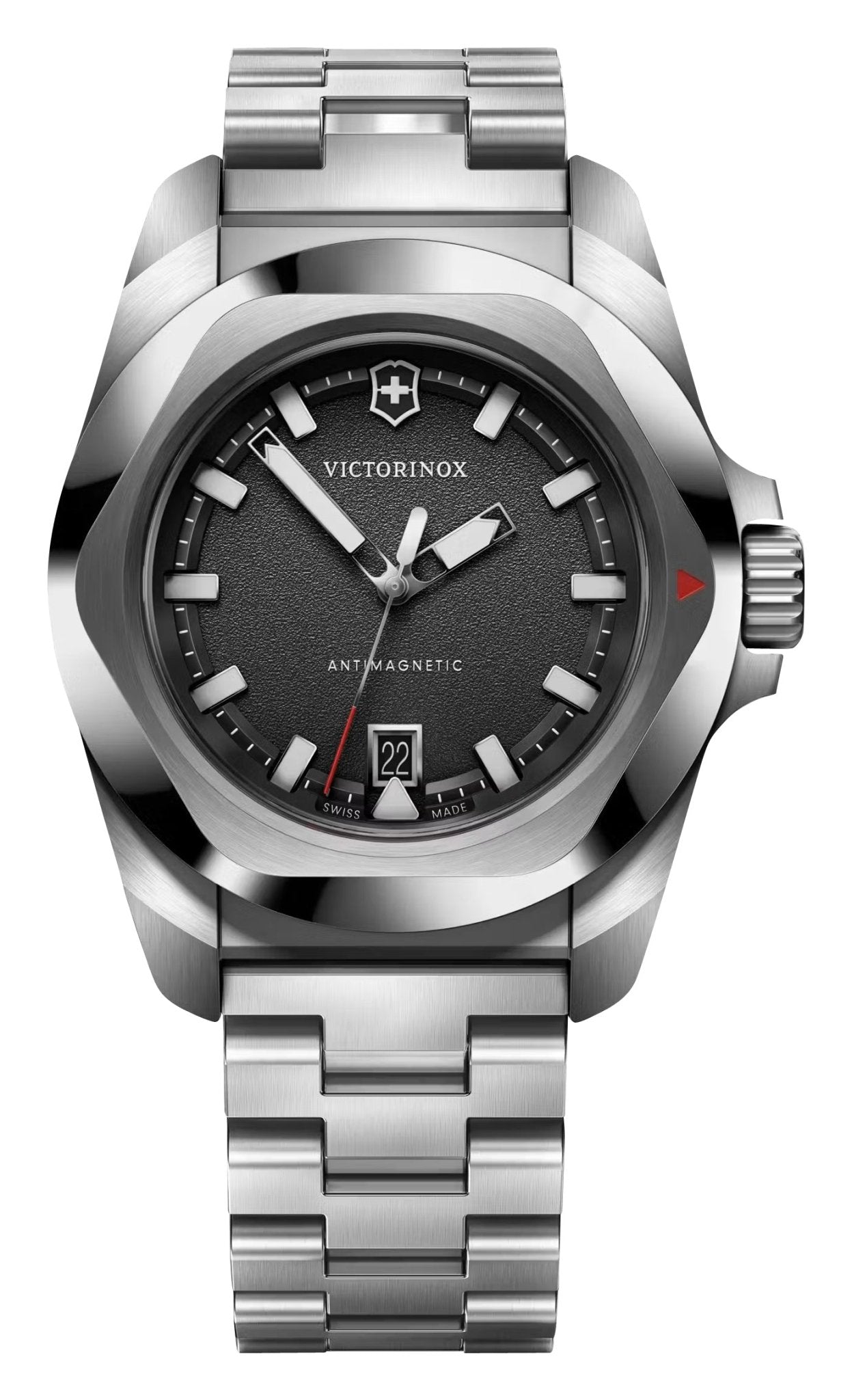 Victorinox Swiss Army I.N.O.X. Stainless Steel Black Dial Date Divers Quartz Mens Watch 242030 - Watches & Beyond