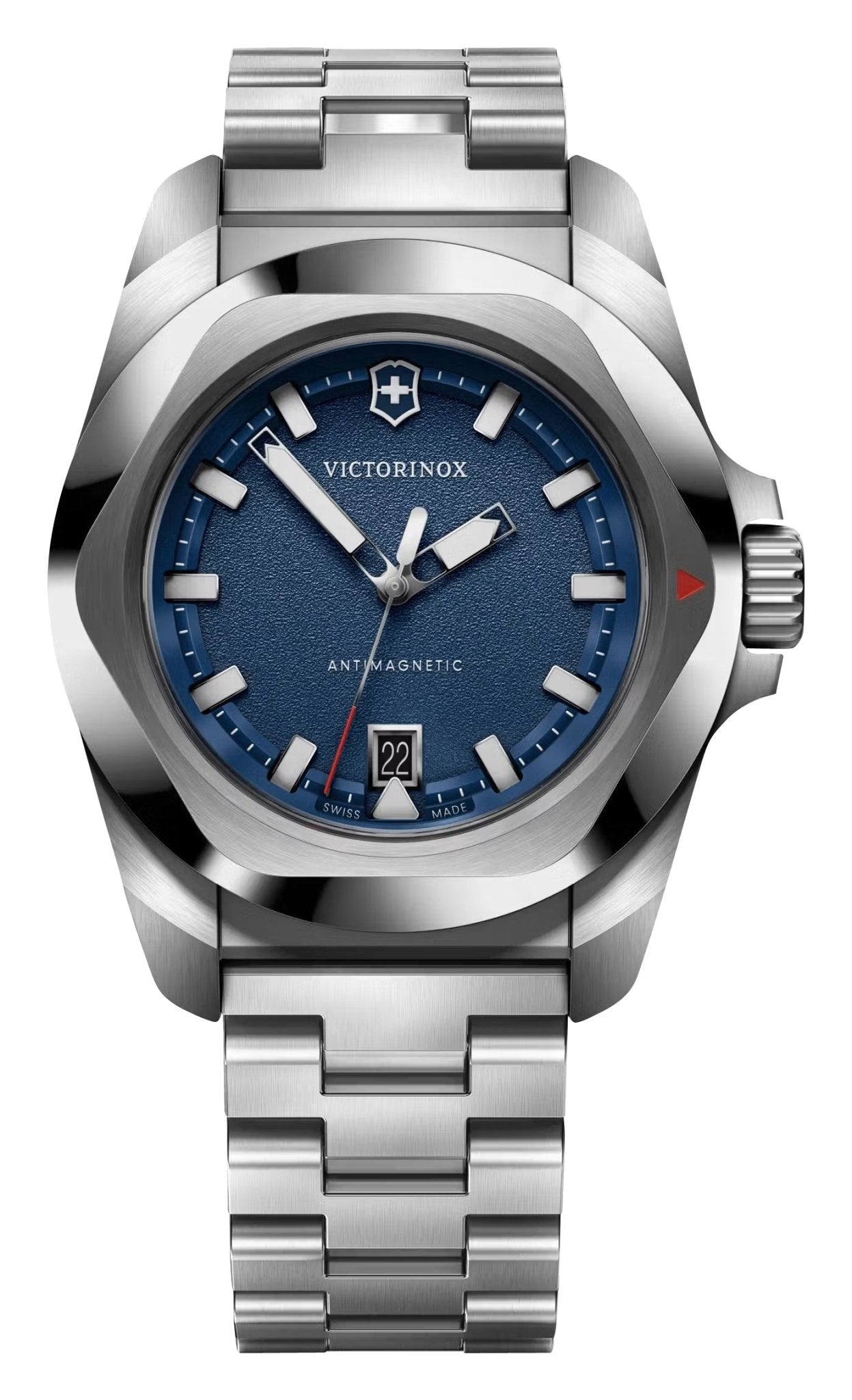 Victorinox Swiss Army I.N.O.X. Stainless Steel Blue Dial Date Divers Quartz Mens Watch 242031 - Watches & Beyond