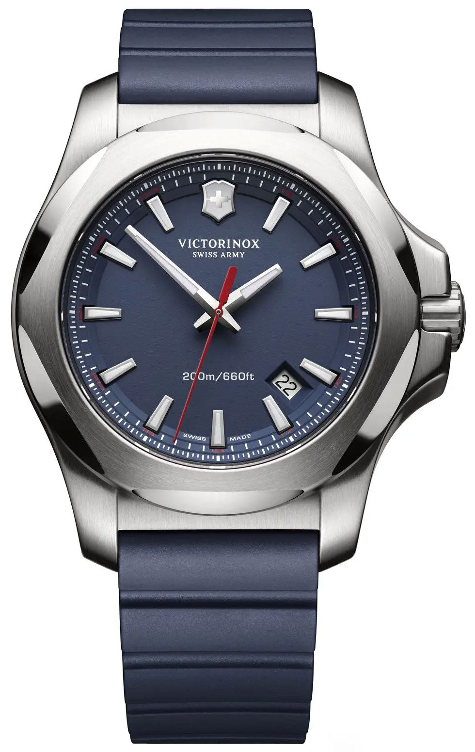 Victorinox Swiss Army INOX Stainless Steel Mens Watch Calendar Blue Rubber Strap 241688.1 - WAB - Shipping Dept.