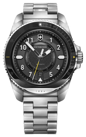 Victorinox Swiss Army Journey 1884 Automatic Stainless Steel Black Dial Date Divers Mens Watch 241981 - Watches & Beyond