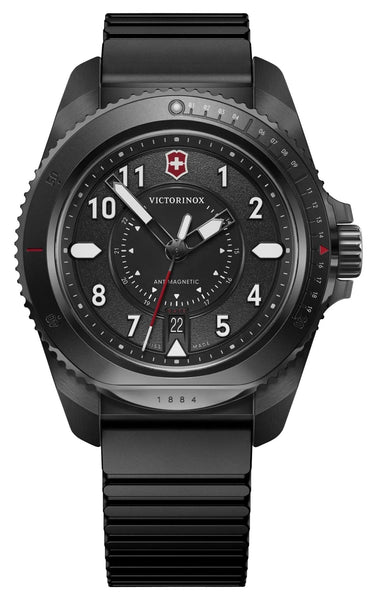 Victorinox Swiss Army Journey 1884 Black Stainless Steel Black Dial Black Rubber Strap Date Divers Quartz Mens Watch 241982 - Watches & Beyond