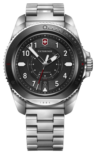 Victorinox Swiss Army Journey 1884 Stainless Steel Black Dial Date Divers Quartz Mens Watch 242009 - WAB - Shipping Dept.