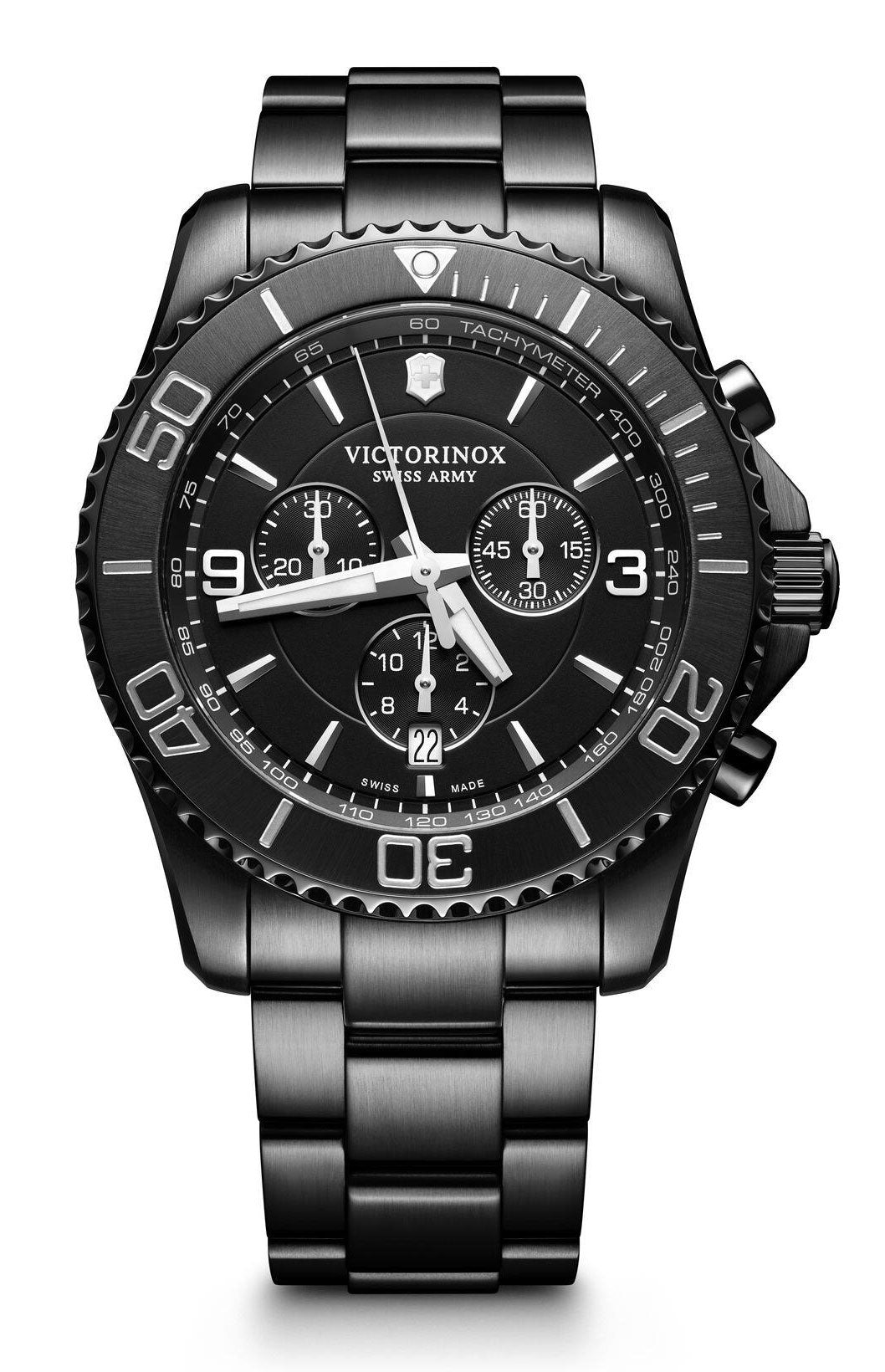 Victorinox Swiss Army Maverick Chronograph Black Stainless Steel Black Dial Date Mens Watch 241797 - WAB - Shipping Dept.