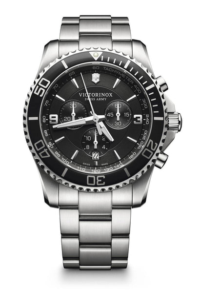 Victorinox Swiss Army Maverick Chronograph Stainless Steel Black Dial Date Mens Watch 241695 - WAB - Shipping Dept.