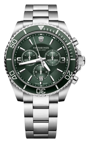 Victorinox Swiss Army Maverick Chronograph Stainless Steel Green Dial Date Quartz Mens Watch 241946 - WAB - Shipping Dept.