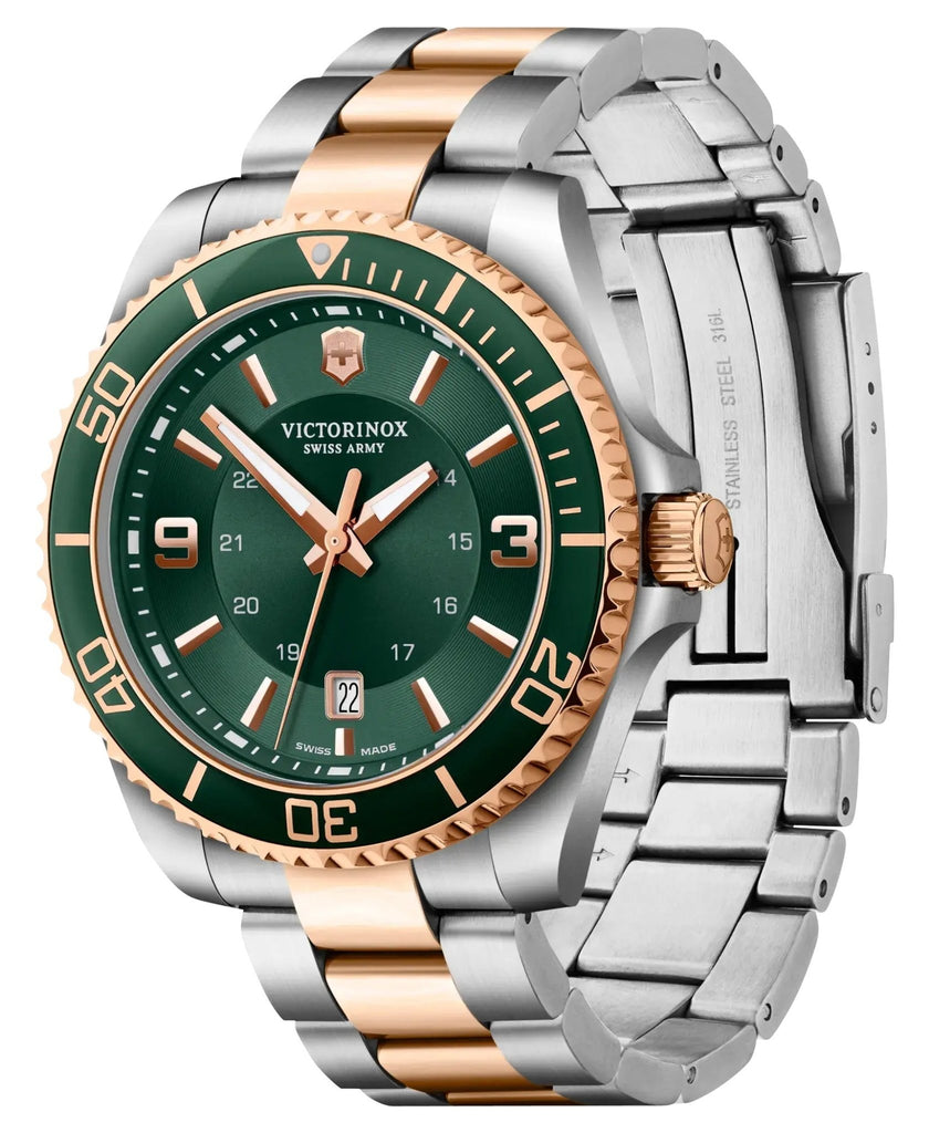 Victorinox Swiss Army Maverick Large Two-Tone Stainless Steel Green Di
