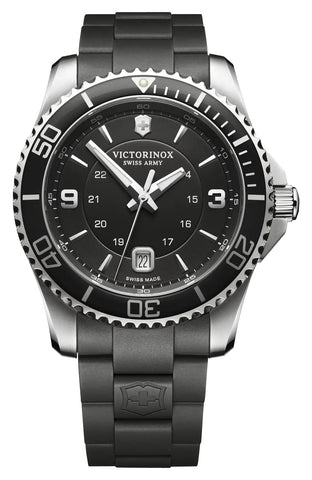 Victorinox Swiss Army Maverick Stainless Steel Black Dial Black Rubber Strap Date Quartz Mens Watch 241698 - WAB - Shipping Dept.