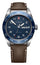Victorinox Swiss Army Stainless Steel Blue Dial Brown Leather Strap Day/Date Quartz Mens Watch 242040 - Watches & Beyond