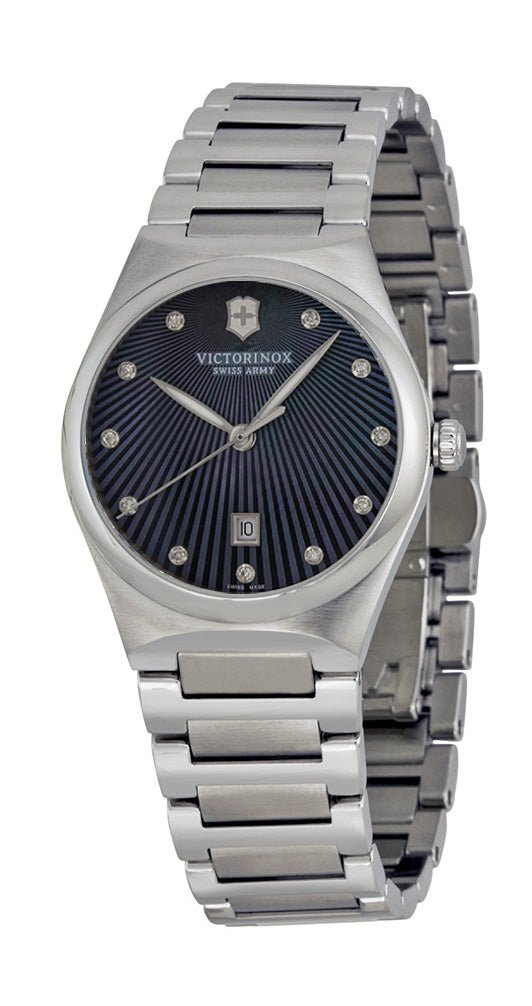 Victorinox Swiss Army Victoria Stainless Steel Womens Watch Black Mother - of - Pearl Dial Date 241536 - Watches & Beyond