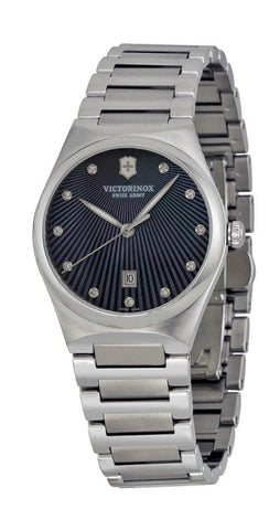 Victorinox Swiss Army Victoria Stainless Steel Womens Watch Black Mother - of - Pearl Dial Date 241536 - Watches & Beyond
