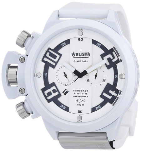 Welder by U - Boat K24 Oversize Chronograph White Ion - Plated Steel Rubber Mens Watch K24 - 3311 - WAB - Shipping Dept.