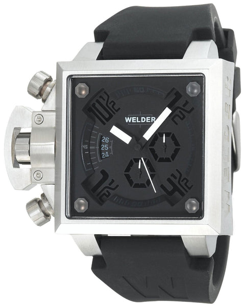 Welder by U-Boat K25 Chronograph Square Black Dial Date Interchangeable Rubber/Leather Straps Mens Sport Watch K25-4200 - Watches & Beyond