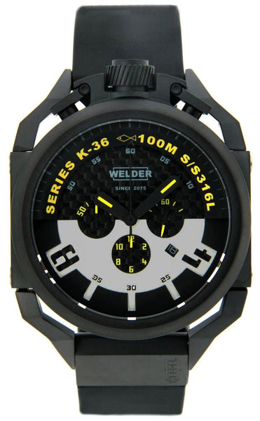 Welder by U - boat K36 Chronograph Black Ion - Plated Steel Mens Watch Rubber Strap K36 - 2402 - WAB - Shipping Dept.