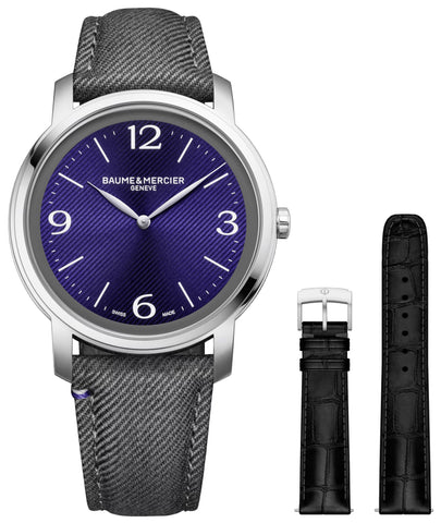 update alt-text with template Watches - Mens-Baume & Mercier-M0A10706-40 - 45 mm, Baume & Mercier, blue, Classima, fabric, interchangeable band, leather, mens, menswatches, new arrivals, purple, round, rpSKU_M0A10382, rpSKU_M0A10526, rpSKU_M0A10608, rpSKU_M0A10704, rpSKU_M0A10705, stainless steel case, swiss quartz, watches-Watches & Beyond