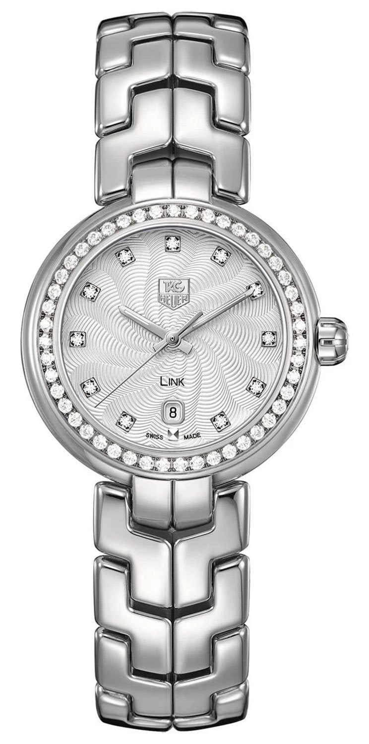 Watches - Womens-Tag Heuer-WAT1414.BA0954-25 - 30 mm, date, diamonds / gems, Link, Mother's Day, new arrivals, round, silver-tone, stainless steel band, stainless steel case, swiss quartz, TAG Heuer, watches, womens, womenswatches-Watches & Beyond
