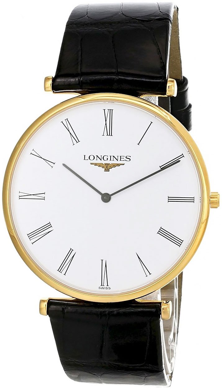 Watches - Mens-Longines-L47662112-35 - 40 mm, La Grande Classique, leather, Longines, mens, menswatches, new arrivals, round, swiss quartz, watches, white, yellow gold plated-Watches & Beyond