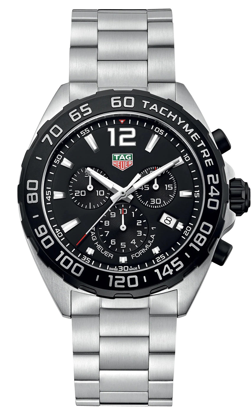 update alt-text with template Watches - Mens-Tag Heuer-CAZ1010.BA0842-40 - 45 mm, black, chronograph, date, divers, Formula 1, mens, menswatches, new arrivals, product_ContactUs, round, seconds sub-dial, stainless steel band, stainless steel case, swiss quartz, tachymeter, TAG Heuer, watches-Watches & Beyond