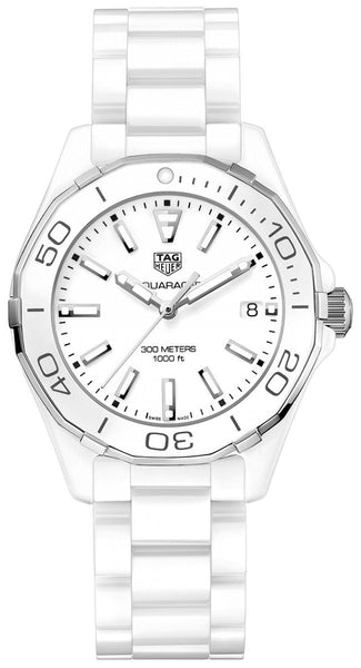 Watches - Womens-Tag Heuer-WAY1391.BH0717-30 - 35 mm, 35 - 40 mm, Aquaracer, ceramic band, ceramic case, date, divers, Mother's Day, new arrivals, round, swiss quartz, TAG Heuer, watches, white, womens, womenswatches-Watches & Beyond