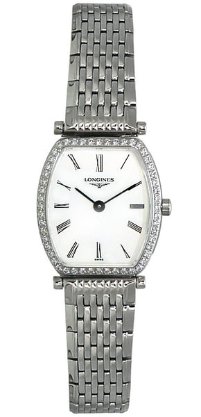 Watches - Womens-Longines-L42880116-20 - 25 mm, diamonds / gems, Longines, Mother's Day, stainless steel band, stainless steel case, swiss quartz, tonneau, watches, white, womens, womenswatches-Watches & Beyond