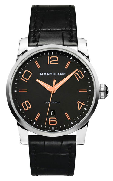 Watches - Mens-Montblanc-101551-40 - 45 mm, black, date, leather, mens, menswatches, Montblanc, round, stainless steel case, swiss automatic, Timewalker, watches-Watches & Beyond