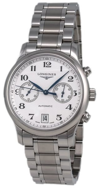 Watches - Mens-Longines-L26694786-35 - 40 mm, chronograph, date, Longines, Master Collection, mens, menswatches, round, seconds sub-dial, silver-tone, stainless steel band, stainless steel case, swiss automatic, watches-Watches & Beyond
