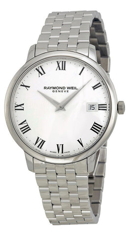 update alt-text with template Watches - Mens-Raymond Weil-5588-ST-00300-40 - 45 mm, date, mens, menswatches, Raymond Weil, round, stainless steel band, stainless steel case, swiss quartz, Toccata, watches, white-Watches & Beyond