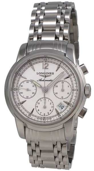 Watches - Mens-Longines-L27524726-12-hour display, 40 - 45 mm, chronograph, date, Longines, mens, menswatches, round, Saint-Imier, seconds sub-dial, silver-tone, stainless steel band, stainless steel case, swiss automatic, watches-Watches & Beyond