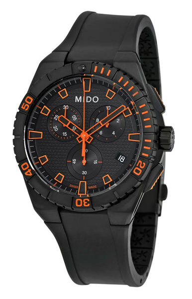 Watches - Mens-Mido-M023.417.37.051.09-40 - 45 mm, 45 - 50 mm, black, black PVD case, chronograph, date, mens, menswatches, Mido, Ocean Star, orange, round, rubber, seconds sub-dial, swiss quartz, watches-Watches & Beyond