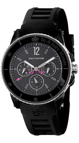 Watches - Womens-Juicy Couture-1900754-24-hour display, 35 - 40 mm, black, ceramic case, date, day, Juicy Couture, Mother's Day, Pedigree, quartz, round, rubber, stainless steel case, watches, womens, womenswatches-Watches & Beyond