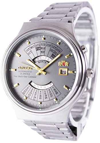 update alt-text with template Watches - Mens-ORIENT-FEU00002KW-40 - 45 mm, automatic, date, GMT, gray, mens, menswatches, month, Orient, perpetual calendar, round, stainless steel band, stainless steel case, watches, world time-Watches & Beyond