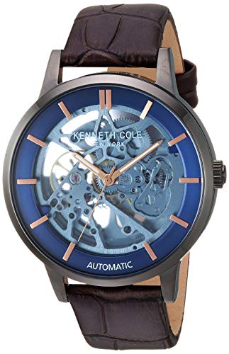 update alt-text with template Watches - Mens-Kenneth Cole-KC50559001-40 - 45 mm, blue, gunmetal PVD case, Kenneth Cole, leather, mens, menswatches, quartz, round, skeleton, watches-Watches & Beyond