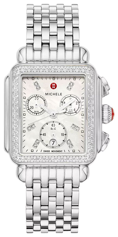 update alt-text with template Watches - Womens-Michele-MWW06A000775-30 - 35 mm, 35 - 40 mm, chronograph, date, Deco, diamonds / gems, Michele, mother-of-pearl, new arrivals, rectangle, rpSKU_MWW03C000516, rpSKU_MWW06A000778, rpSKU_MWW06P000099, rpSKU_MWW06P000108, rpSKU_MWW06T000163, seconds sub-dial, stainless steel band, stainless steel case, swiss quartz, watches, white, womens, womenswatches-Watches & Beyond