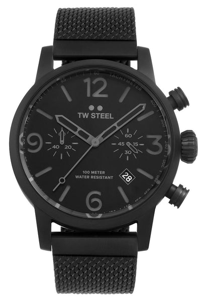 Watches - Mens-TW Steel-MB33-40 - 45 mm, 45 - 50 mm, black, black pvd band, black pvd case, chronograph, date, Maverick, mens, menswatches, new arrivals, quartz, round, seconds sub-dial, tachymeter, TW Steel, watches-Watches & Beyond