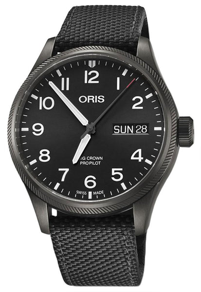 Watches - Mens-Oris-752 7698 4264-FS-40 - 45 mm, 45 - 50 mm, Big Crown ProPilot, black, black PVD case, canvas, date, day, mens, menswatches, new arrivals, nylon, Oris, round, stainless steel case, swiss automatic, watches-Watches & Beyond