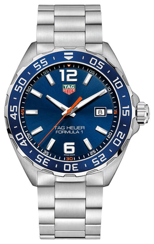 update alt-text with template Watches - Mens-Tag Heuer-WAZ1010.BA0842-40 - 45 mm, blue, date, divers, Formula 1, mens, menswatches, new arrivals, round, stainless steel band, stainless steel case, swiss quartz, tachymeter, TAG Heuer, watches-Watches & Beyond