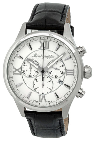 Watches - Mens-Montegrappa-IDFOWCLJ-12-hour display, chronograph, date, Fortuna, leather, mens, menswatches, Montegrappa, round, sale, silver-tone, stainless steel case, swiss quartz, watches-Watches & Beyond