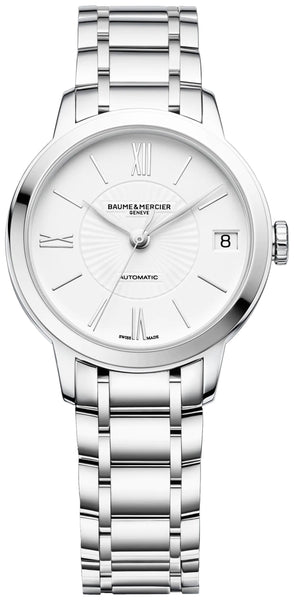 Watches - Womens-Baume & Mercier-M0A10267-30 - 35 mm, Baume & Mercier, Classima, date, new arrivals, stainless steel band, stainless steel case, swiss automatic, watches, white, womens, womenswatches-Watches & Beyond