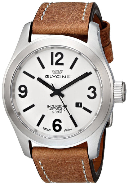 Watches - Mens-Glycine-3874.11-LB-45 - 50 mm, date, Glycine, Incursore, leather, mens, menswatches, round, silver-tone, stainless steel case, swiss automatic, watches-Watches & Beyond