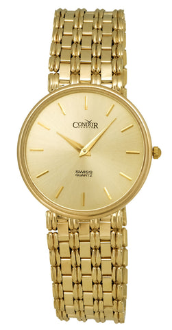 Watches - Mens-Condor-GS21002-30 - 35 mm, Condor, gold-tone, mens, menswatches, round, swiss quartz, watches, yellow gold band, yellow gold case-Watches & Beyond