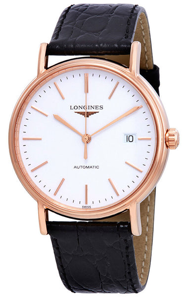 Watches - Mens-Longines-L49211122-35 - 40 mm, date, leather, Longines, mens, menswatches, new arrivals, Presence, rose gold plated, round, swiss automatic, watches, white-Watches & Beyond