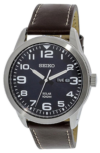 Watches - Mens-Seiko-SNE475P1-40 - 45 mm, blue, date, day, leather, mens, menswatches, round, Seiko, solar, stainless steel case, watches-Watches & Beyond