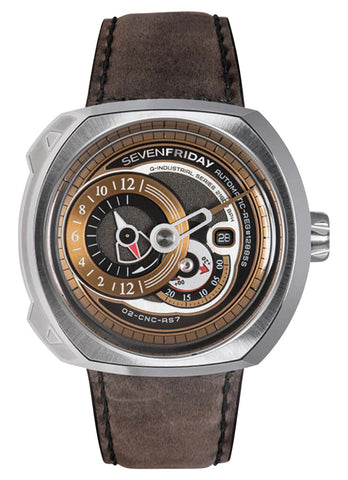 update alt-text with template Watches - Mens-SEVENFRIDAY-Q2/02-12-hour display, 45 - 50 mm, automatic, black, cushion, day/night indicator, gold-tone, leather, mens, menswatches, new arrivals, Q-Series, rpSKU_P2C/01, rpSKU_T1/08, rpSKU_T1/09, rpSKU_T2/03, rpSKU_T2/06, seconds sub-dial, SevenFriday, stainless steel case, watches-Watches & Beyond