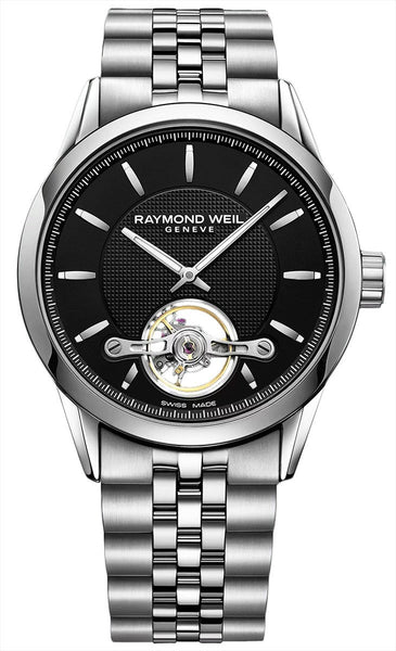Watches - Mens-Raymond Weil-2780-ST-20001-40 - 45 mm, black, Freelancer, mens, menswatches, new arrivals, open heart, Raymond Weil, round, stainless steel band, stainless steel case, swiss automatic, watches-Watches & Beyond
