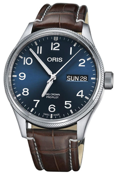 Watches - Mens-Oris-752 7698 4065-LS-40 - 45 mm, 45 - 50 mm, Big Crown ProPilot, blue, date, day, leather, mens, menswatches, new arrivals, Oris, round, stainless steel case, swiss automatic, watches-Watches & Beyond