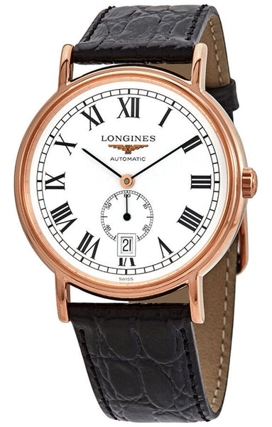 Watches - Mens-Longines-L48051112-35 - 40 mm, date, leather, Longines, mens, menswatches, new arrivals, Presence, rose gold plated, round, seconds sub-dial, swiss automatic, watches, white-Watches & Beyond